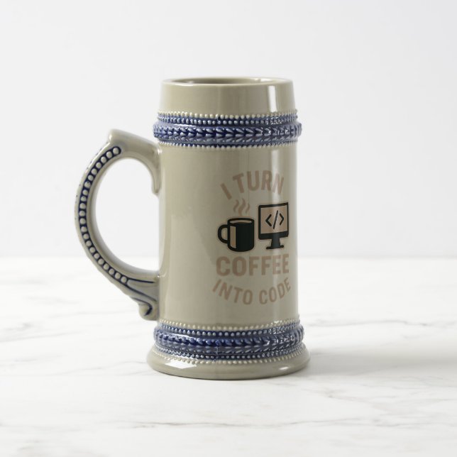 Caneca De Cerveja Engraçado Eu Transformar Café Em Código (Esquerda)