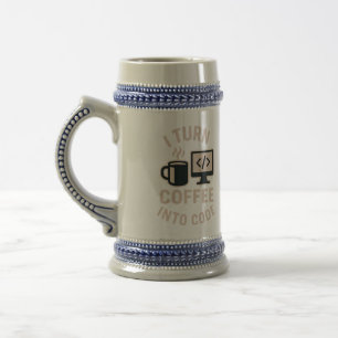 Caneca De Cerveja Engraçado Eu Transformo Café Em Código