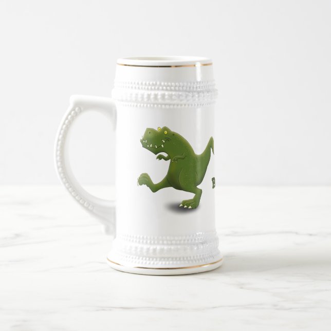 Caneca De Cerveja Engraçado humor de desenho animado de T rex dinoss (Esquerda)
