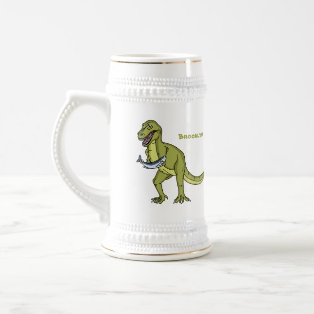 Caneca De Cerveja Engraçado ilustração do dinossauro T rex (Esquerda)