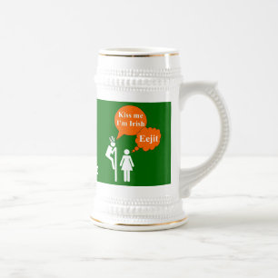 Caneca De Cerveja Engraçado me beijar, sou irlandês
