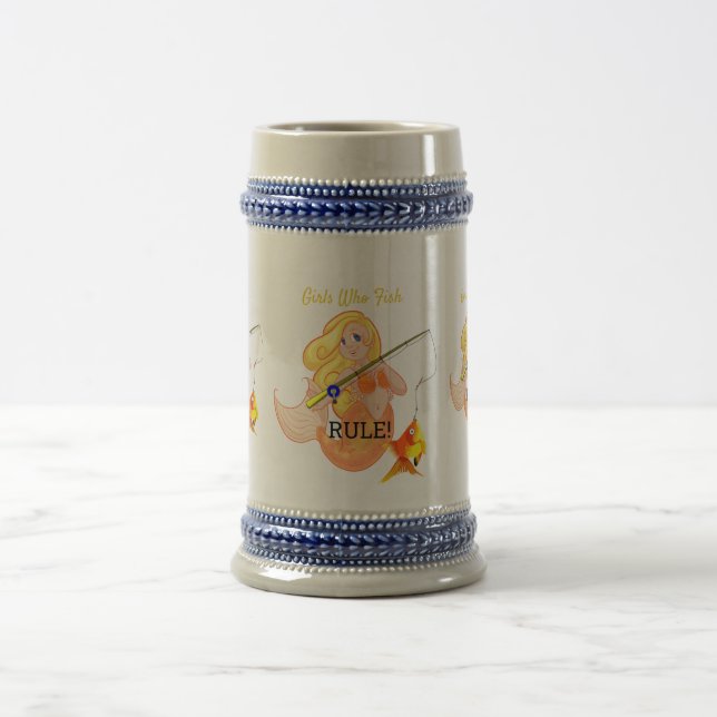 Caneca De Cerveja Engraçado Pescar Sereia Garota Trovão_Cove (Centro)