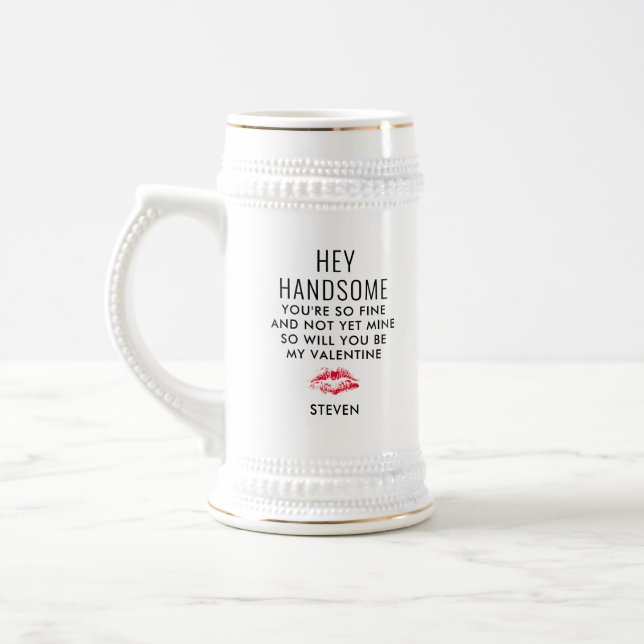 Caneca De Cerveja Engraçado Poema de Dia de os namorados de Namorado (Esquerda)