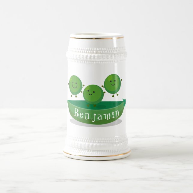 Caneca De Cerveja Ervilhas de salto bonitas na ilustração de desenho (Centro)