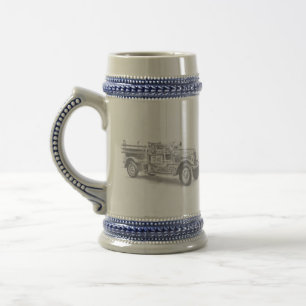 Caneca De Cerveja esboço a lápis de caminhão de bombeiros antigo des