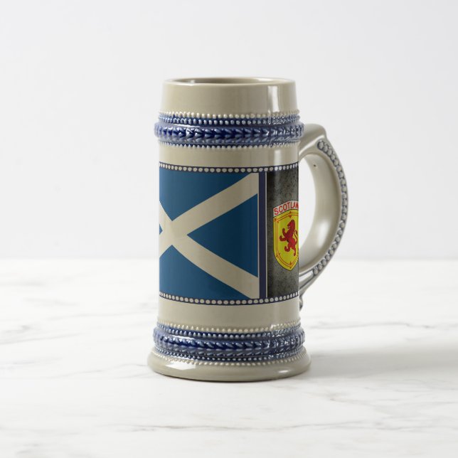 Caneca De Cerveja Escócia, leão Rampant, bandeira, Rua. (Frente Esquerda)