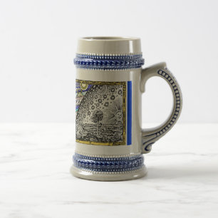 Caneca De Cerveja Esfera celestial intrincada Sol Lua Estrelas Plane