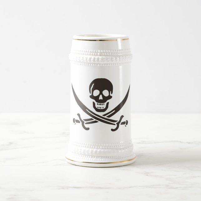 Caneca De Cerveja Espadas do Crânio Obsidiana Bandeira pirata de Cal (Centro)
