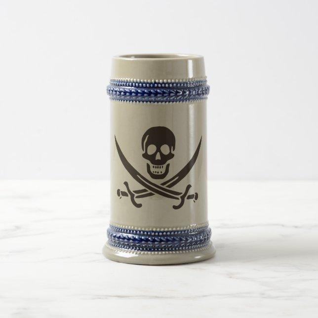 Caneca De Cerveja Espadas do Crânio Obsidiana Bandeira pirata de Cal (Centro)