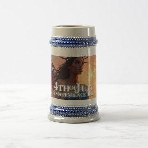 Caneca De Cerveja Esplêndido Design de 4 de julho - Fireworks & Free