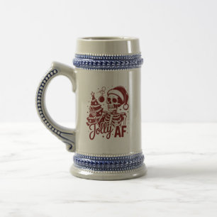 Caneca De Cerveja Esqueleto Jolly Af Snarky Natal Sarcástico Engraça