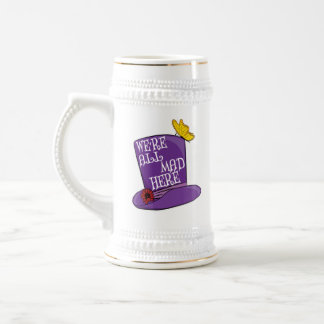 Caneca De Cerveja Estamos todos loucos aqui - Chapéu Mad Hatter