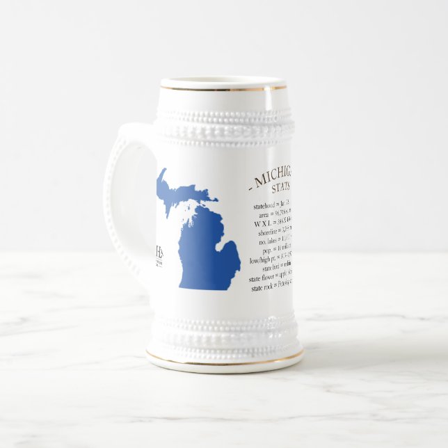 Caneca De Cerveja Estatísticas do Michigan (Frente Esquerda)