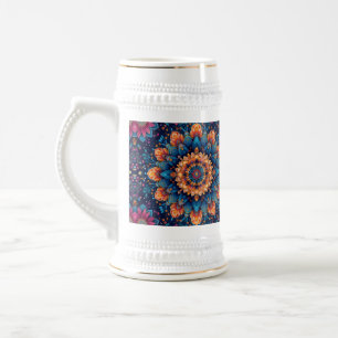 Caneca De Cerveja Estilo de Arte Digital de Flor de Mandala-23907.