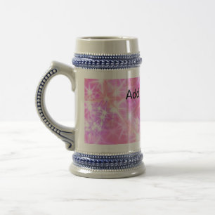Caneca De Cerveja Estrelas brilhantes simples em rosa vermelho adici