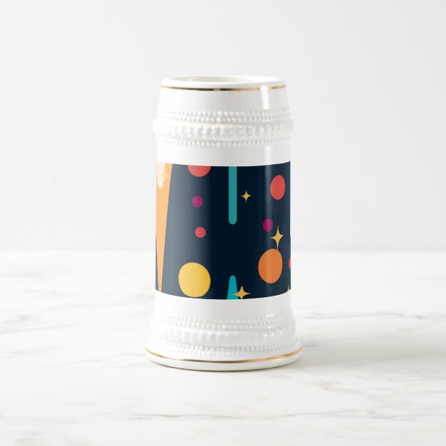 Caneca De Cerveja Estrelas e Formas em Fundo Negro (Centro)
