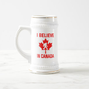 Caneca De Cerveja Eu Acredito no Canadá - Funny Bigfoot    
