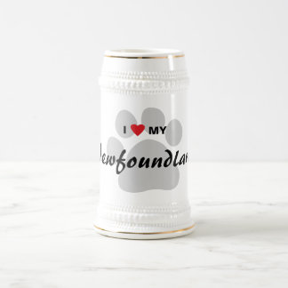Caneca De Cerveja Eu amo (coração) minha Terra Nova Pawprint