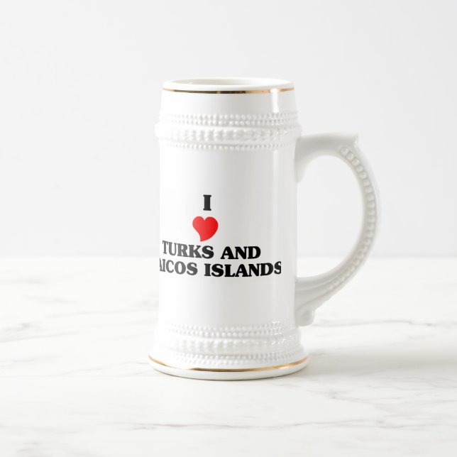 Caneca De Cerveja Eu amo Ilhas Turks e Caicos (Direita)