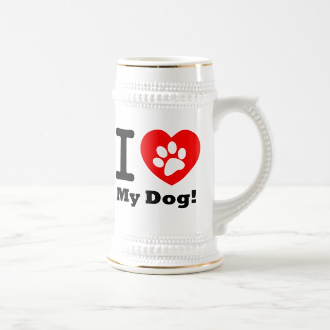 Caneca De Cerveja Eu Amo Meu Cachorro (Direita)