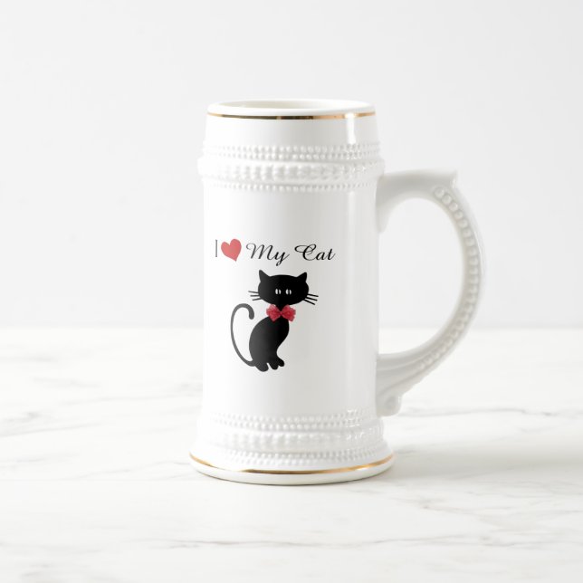 Caneca De Cerveja Eu Amo Meu Gato (Direita)