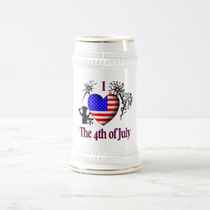 Caneca De Cerveja Eu Amo o 4 de Julho