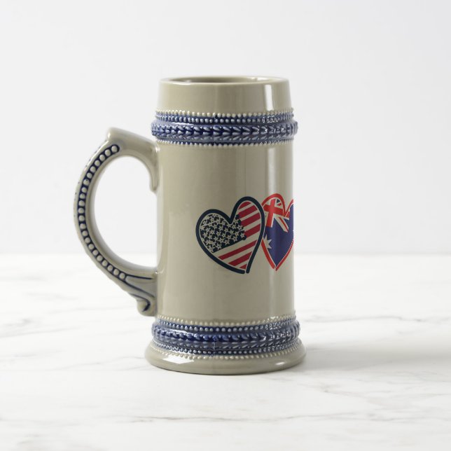 Caneca De Cerveja EUA Austrália Amor (Esquerda)
