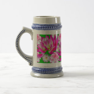 Caneca De Cerveja Faixa das flores Dahlia, Dianthus e Bellis