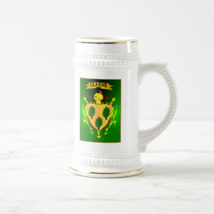 CANECA DE CERVEJA FAMÍLIA IRLANDESA SHIELD/CREST HERÁLDICO DE CLAR