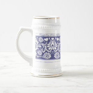 Caneca De Cerveja Favor de casamento floral vintage branco
