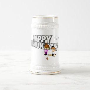 Caneca De Cerveja Feliz Celebração de Chanucá -