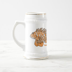 Caneca De Cerveja Feliz desenho animado de lionfish