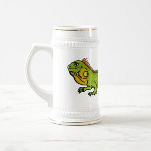 Caneca De Cerveja Feliz desenho da iguana verde