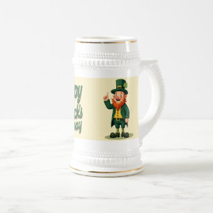 Caneca De Cerveja Feliz Dia de São Patrício Leprechaun Fofo