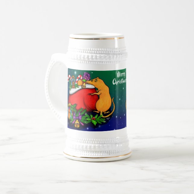 Caneca De Cerveja Feliz Natal com Rat Prince (Frente Esquerda)