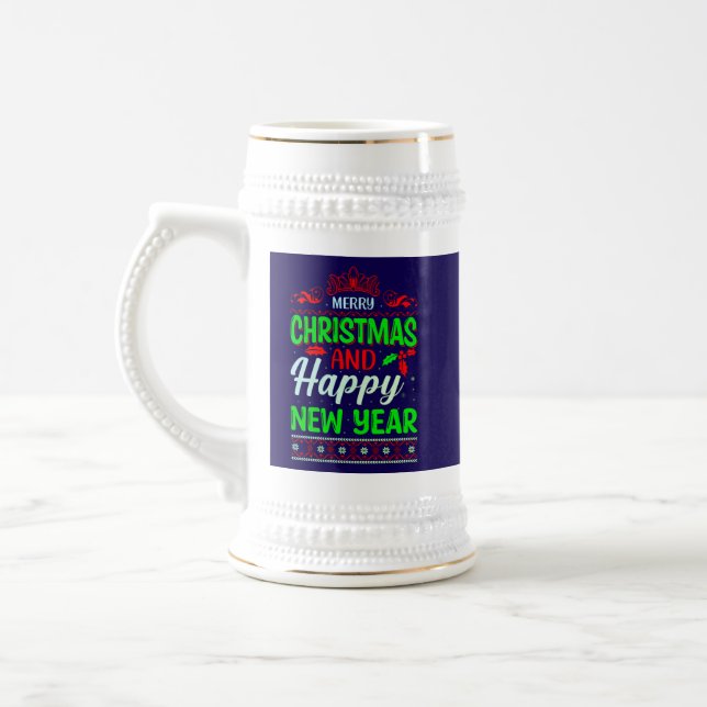 Caneca De Cerveja Feliz Natal E Feliz ano novo-61064 (Esquerda)