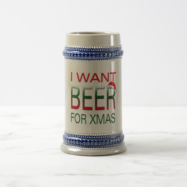 Caneca De Cerveja feliz natal, quero cerveja, christmas, design (Centro)