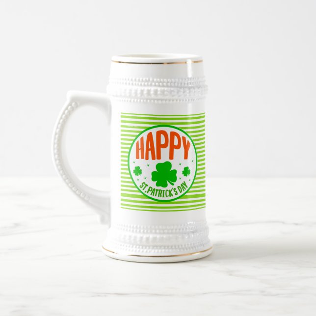 Caneca De Cerveja Feliz Rua do Círculo do Dia de Patrick Design-6350 (Esquerda)