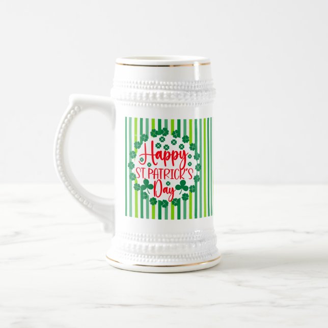 Caneca De Cerveja Feliz Rua do Círculo do Dia de Patrick Design-6350 (Esquerda)