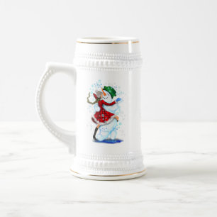 Caneca De Cerveja Feliz Snowman e Girl Dance Tango Natal 