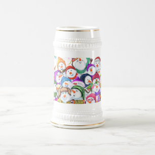 Caneca De Cerveja Feliz Snowmans Feliz Festa de Natal Divertida Colo
