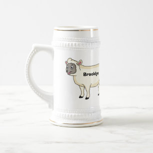 Caneca De Cerveja Figura de desenho animado de ovelhas bonitas e fel