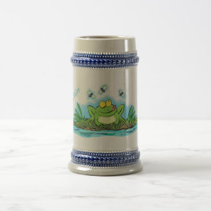 Caneca De Cerveja Figura de desenho animado de sapo verde-esfomeado