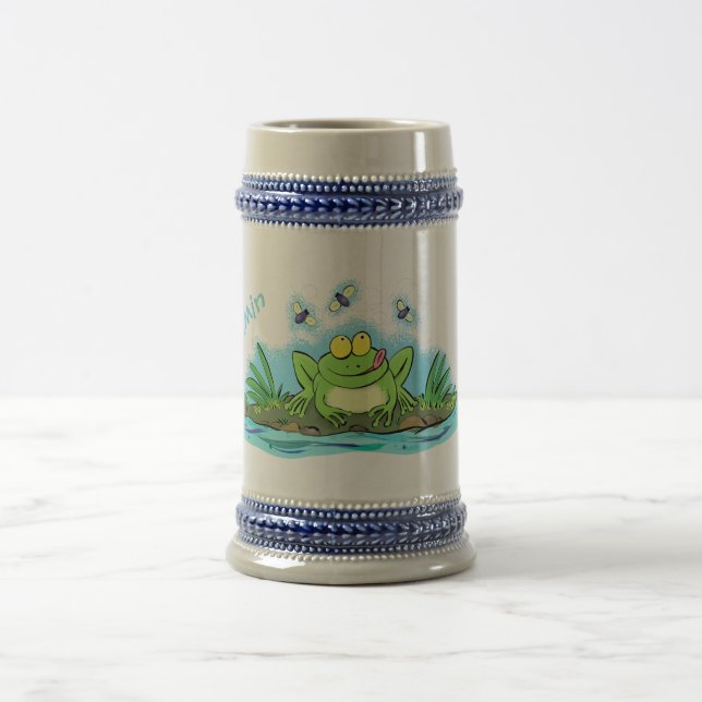 Caneca De Cerveja Figura de desenho animado de sapo verde-esfomeado (Centro)