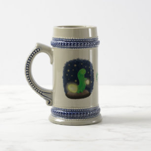 Caneca De Cerveja Figura de desenho animado do verme verde-claro