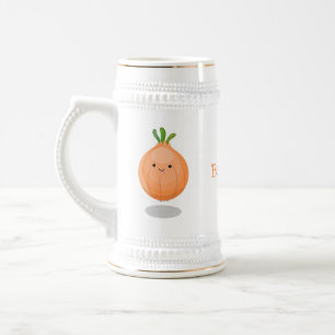 Caneca De Cerveja Figura de desenho animado verde de cebola castanho