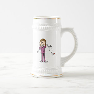 Caneca De Cerveja Figura fêmea enfermeira da vara do cabelo de Brow