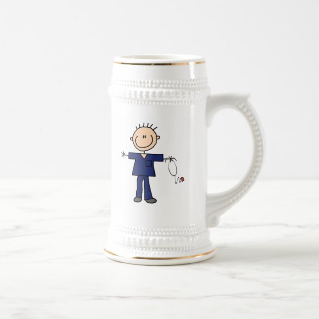 Caneca De Cerveja Figura masculina enfermeira da vara - azul (Direita)