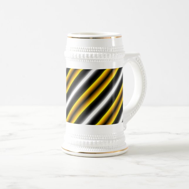 Caneca De Cerveja Fita-arco-íris branca-preta amarela (Frente Esquerda)