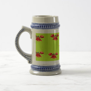 Caneca De Cerveja Fita vermelha de Natal em verde brilhante